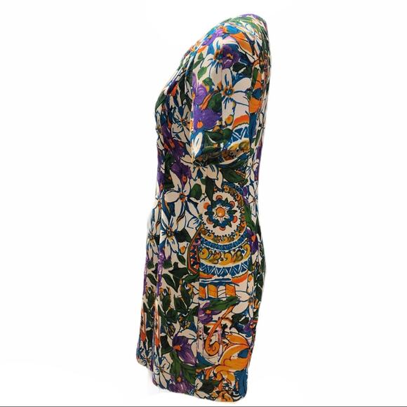 I. Madeline multi color floral lined sheath dress medium - Picture 6 of 12
